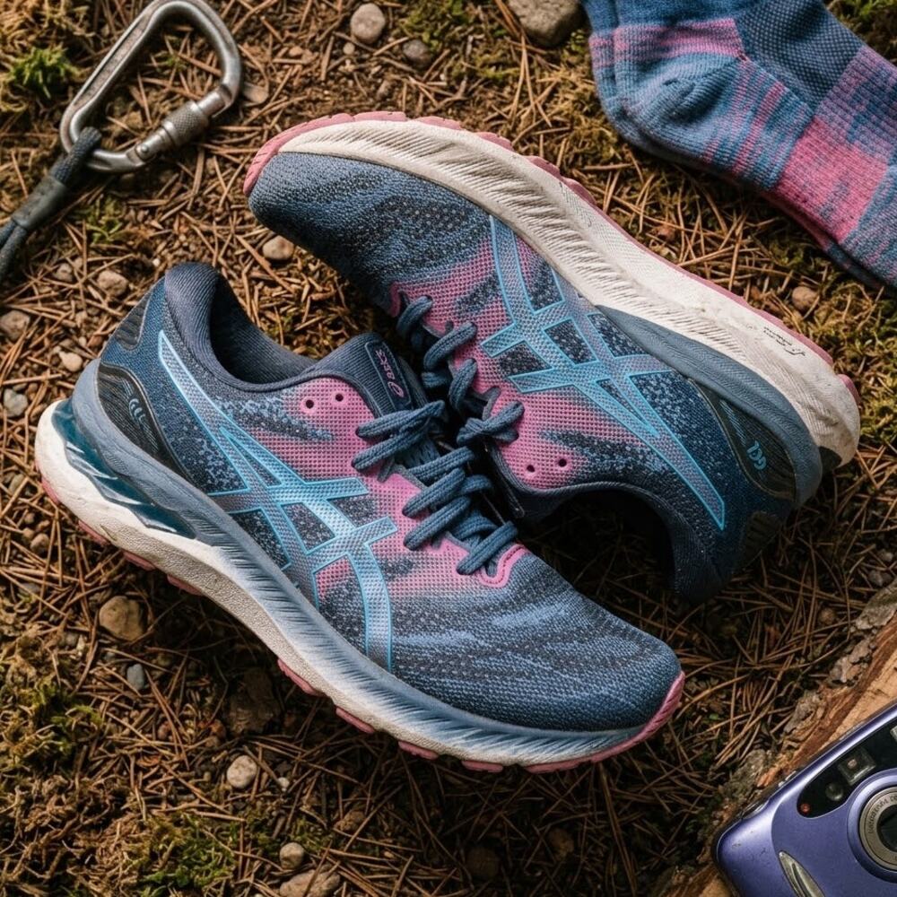 ASICS Women's 8.5 Gel-Nimbus 23 Sneakers Blue Pink Y2K Dad Shoe Athletic Core
